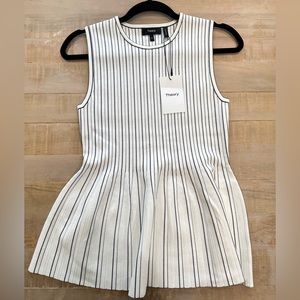 Theory Peplum Shell white black striped lustrate new with tags size M blouse